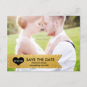 Tarjeta postal con banner elegante de papel de oro
