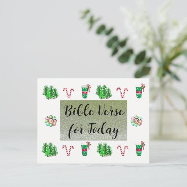 Tarjeta postal con brillo falso de versículo bíbli (Anverso de pie)
