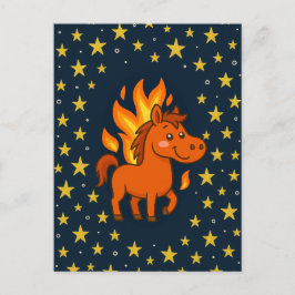 Tarjeta postal con caballos rojos