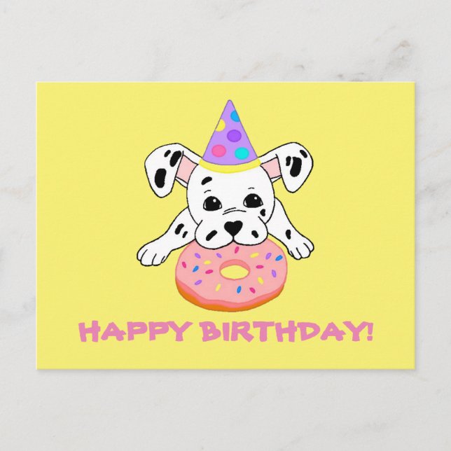 Tarjeta postal con cachorro de dálmata lindo con d (Anverso)