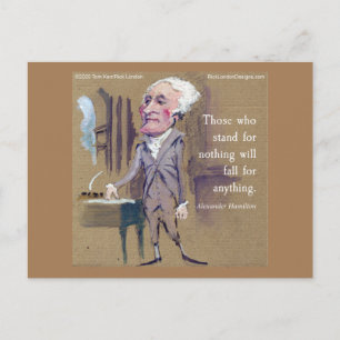 Tarjeta postal con cita gráfica de Hamilton "Caer