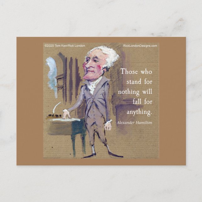Tarjeta postal con cita gráfica de Hamilton "Caer  (Anverso)