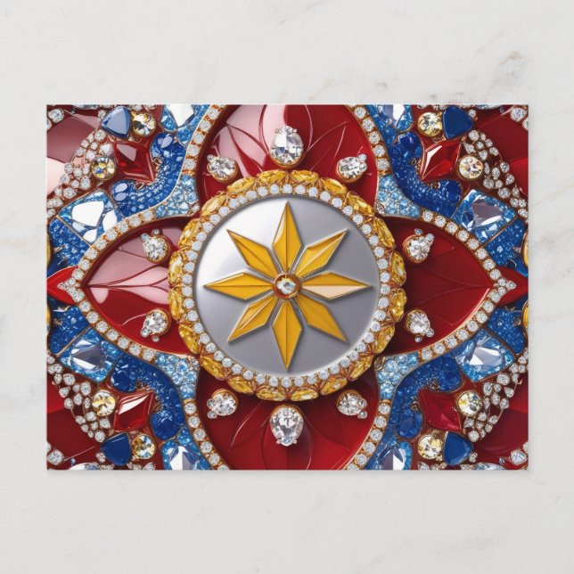 Tarjeta postal con diseño de colores colombianos (Anverso)