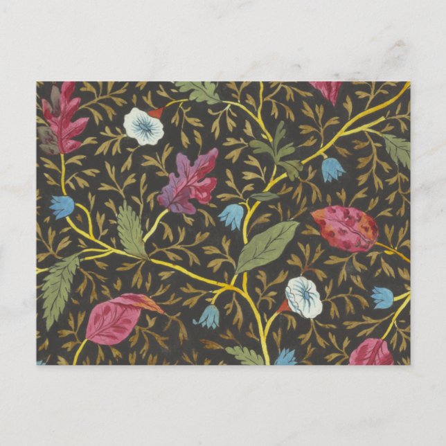 Tarjeta postal con diseño floral para tela impresa (Anverso)