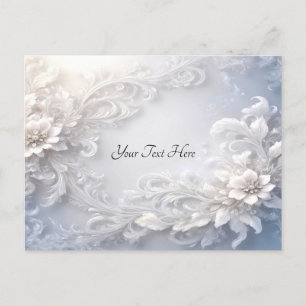 Tarjeta postal con florecimiento floral blanco