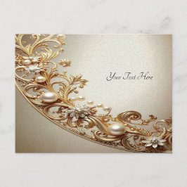 Tarjeta postal con floritura dorada ornamentada