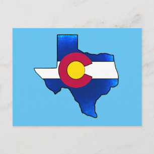 Tarjeta postal con forma de Texas de la bandera de