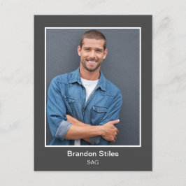 Tarjeta postal con foto de cabeza de actor