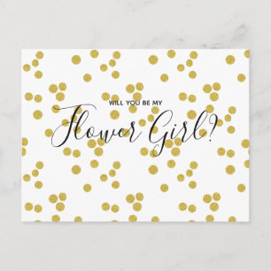 Tarjeta postal con guión de confeti dorado para ni