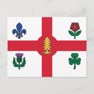 Tarjeta postal con la bandera de Montreal, Canadá