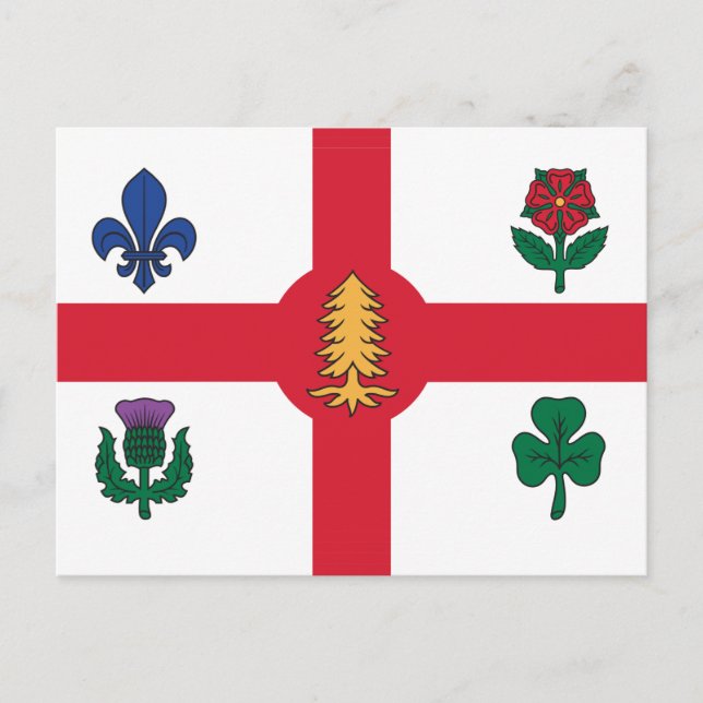 Tarjeta postal con la bandera de Montreal, Canadá (Anverso)
