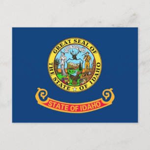 Tarjeta postal con la bandera del estado de Idaho