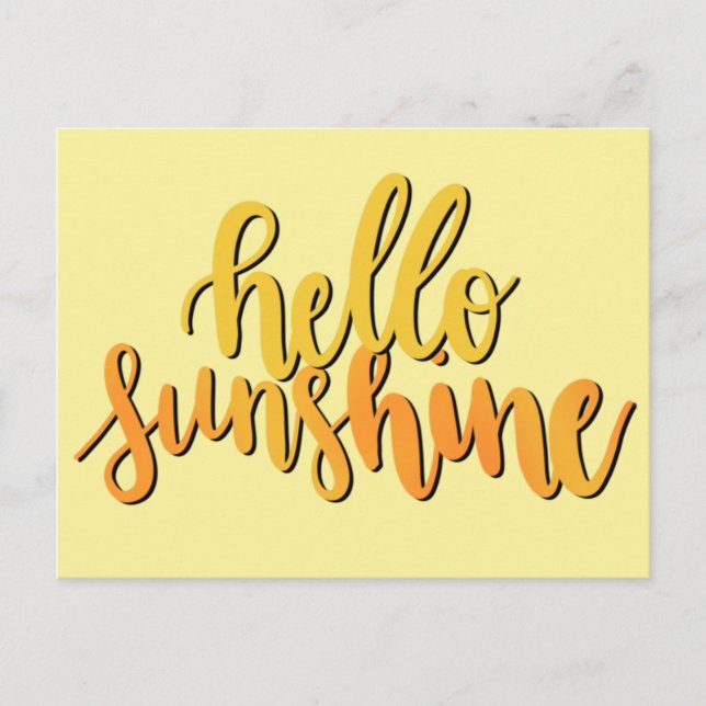 Tarjeta postal con letras de mano de Hello Sunshin (Anverso)