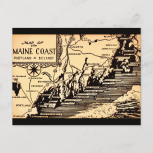 Tarjeta postal con mapa antiguo de la costa de Mai