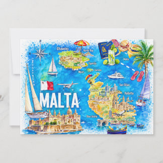 Tarjeta postal con mapa de viaje ilustrado de la i