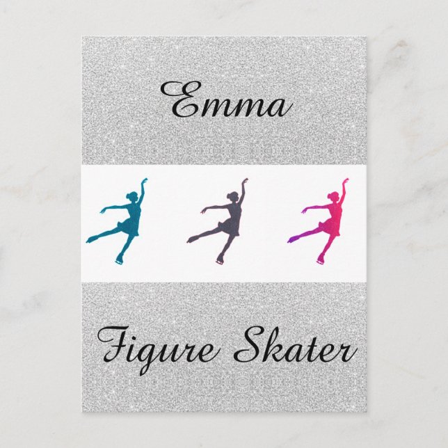 Tarjeta postal con nombre personalizado de patinaj (Anverso)