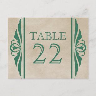 Tarjeta postal con número de mesa de deco elegante