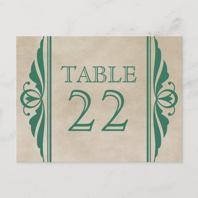 Tarjeta postal con número de mesa de deco elegante (Anverso)