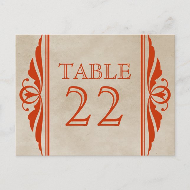 Tarjeta postal con número de mesa de deco elegante (Anverso)