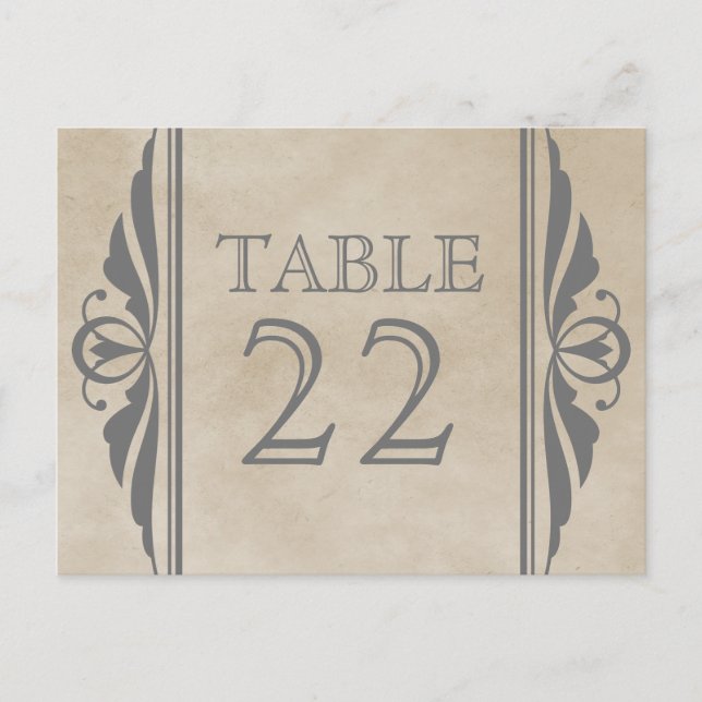 Tarjeta postal con número de mesa de deco gris ele (Anverso)