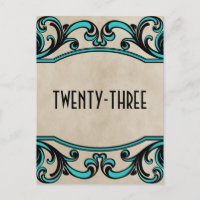 Tarjeta postal con número de tabla Aqua Gothic Swi