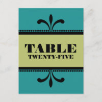 Tarjeta postal con número de tabla Art Déco verde 