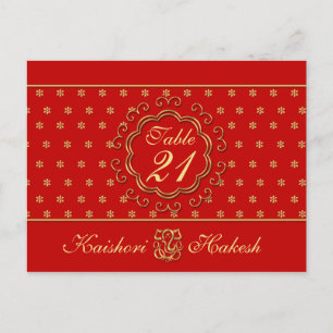 Tarjeta postal con número de tabla Boda inspirado