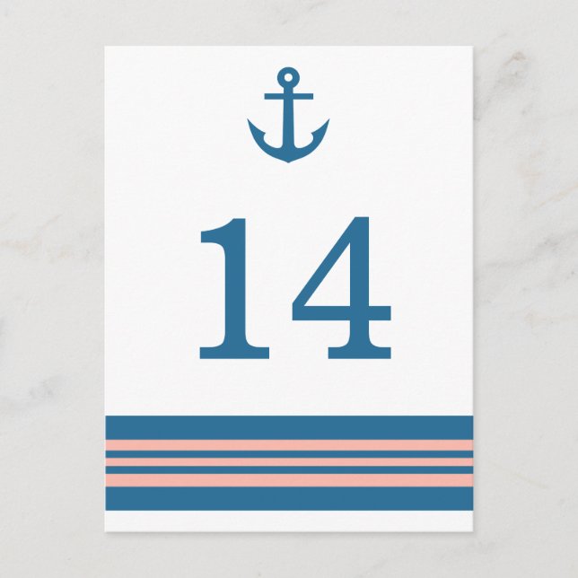 Tarjeta postal con número de tabla de ancla nautic (Anverso)