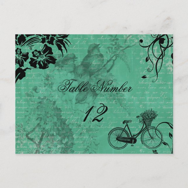 Tarjeta postal con número de tabla de bicicletas V (Anverso)