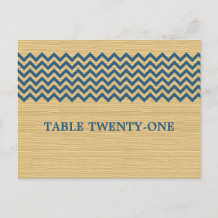 Tarjeta postal con número de tabla de cheurón azul
