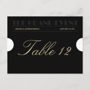 Tarjeta postal con número de tabla de entradas de 