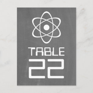 Tarjeta postal con número de tabla de tablero atóm