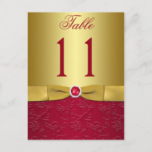 Tarjeta postal con número de tabla floral roja y d