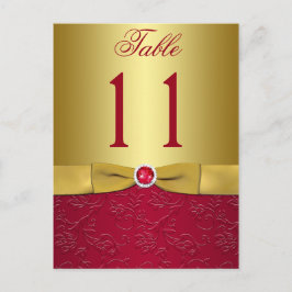 Tarjeta postal con número de tabla floral roja y d