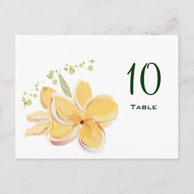 Tarjeta postal con número de tabla frangipani (Anverso)