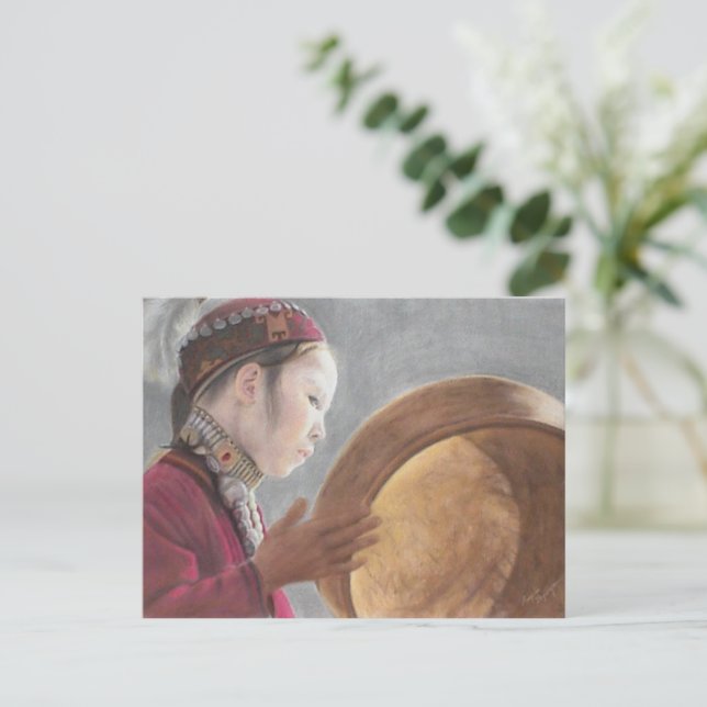 Tarjeta postal con Pastel de la niña afgana (Anverso de pie)
