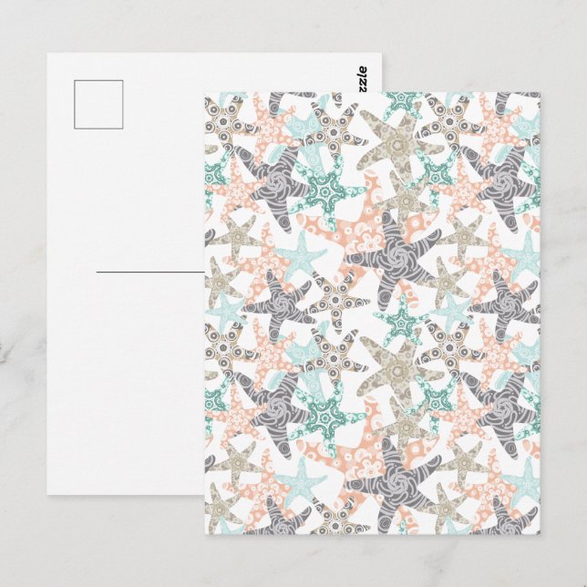 Tarjeta postal con patrón continuo de estrellas de (Anverso / Reverso)