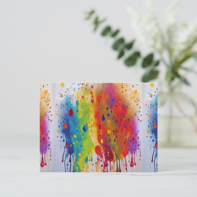 Tarjeta postal con patrón de goteo de orgullo (Anverso de pie)