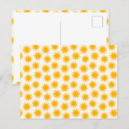 Tarjeta postal con patrón de ráfaga de sol dorada