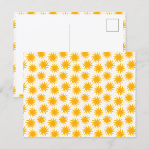 Tarjeta postal con patrón de ráfaga de sol dorada