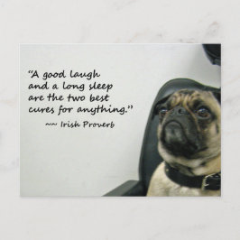 Tarjeta postal con pug y proverbio irlandés