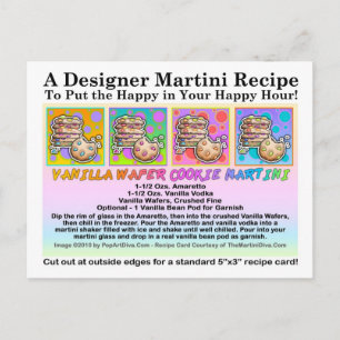 Tarjeta postal con receta de Martini vainilla Wafe