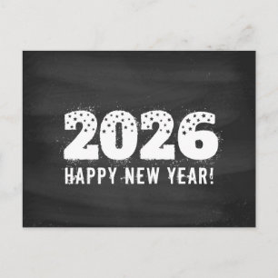 Tarjeta postal con texto de 2026 en pizarra. Año n