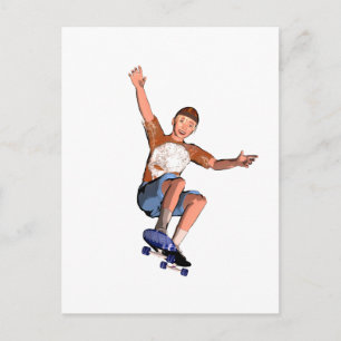 tarjeta postal con un ilustracion de patinaje