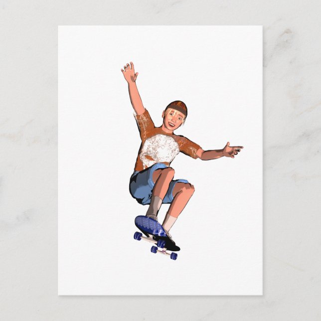 tarjeta postal con un ilustracion de patinaje (Anverso)