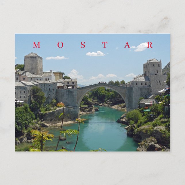 Tarjeta postal con vista del Puente Viejo de Mosta (Anverso)