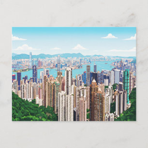 Tarjeta postal con vista panorámica del horizonte 