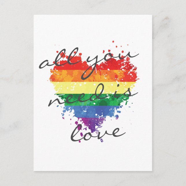 Tarjeta postal - Corazón Arcoíris - todo lo que ne (Anverso)