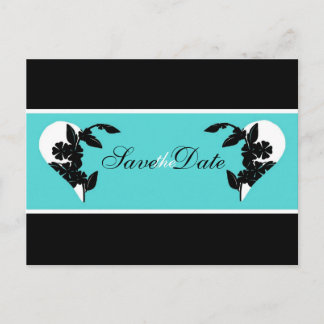 Tarjeta Postal Corazones Turquesa y Negro para Anu