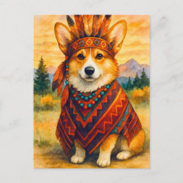 Tarjeta postal Corgi American Indian Happy de Acci